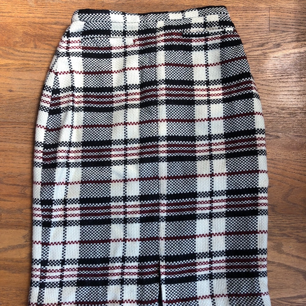 Pink Martini Plaid Wool Pencil Skirt